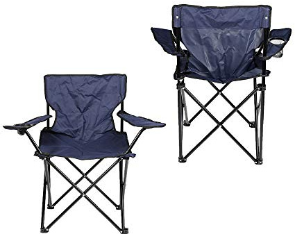 2-er Faltstuhl, Anglerstuhl mit Getränkehalter, Campingstuhl mit Armlehne, Strandstuhl, Klappstuhl mit Tragetasche, bis zu 130 kg (Marineblau)