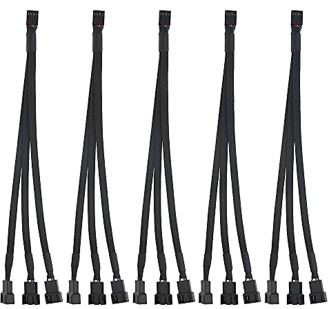 WMYCONGCONG 5 Stück Fan Splitter Kabel 4 Pin Y Splitter 1 zu 3 Konverter PC Fan Power Verlängerungskabel für PWM Lüftergehäuse Computer ATX Gehäuse