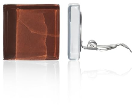 Statement Ohrclips Damen ohne Ohrlöcher • Quadratische Clip Ohrringe • Handmade Edelstahl Schmuck aus Glas • 20x20x3 mm