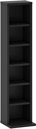 Target Home Étagère CD DVD Bibliothèque - 102/204 CD ou 36/72 DVD / Blue Ray - Meuble de Salon - Pour Livres - 6 Étagères, Disponible en 4 Couleurs (Noire), Noir