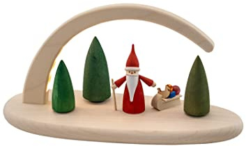 Seiffener Volkskunst | LED Lichterbogen Schwibbogen 24x13cm | Erzgebirgische Volkskunst | Weihnachtsbogen | 15366 | Weihnachtswichtel
