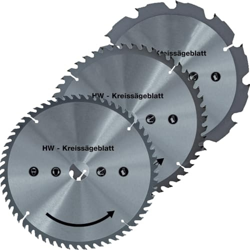 WALTER Hartmetall Sägeblatt-Set, Kreissägeblätter, 190 mm | Optimal für das Schneiden von Holz, Spanplatten, Kunststoffe und Nichteisenmetalle