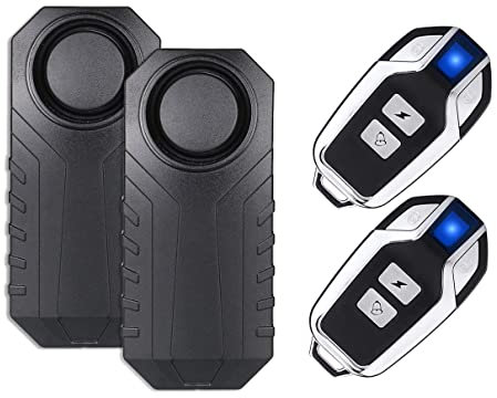 Lancoon Upgraded Bike Alarm 2 Packs, Anti-Theft Burglar Security Sensor for Motorcycle Scooter Trailer e-Bike Door Window Cart Fence Waterproof 110dB