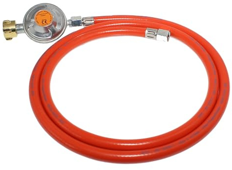 campcooga Anschlussset Gasgrill Druckminderer 50mbar + Propangasschlauch 1,5m Camping Grill Kocher Umrüstung von Gaskartusche auf Gasflasche (Druckminderer 50mbar + Schlauch 1,5m)
