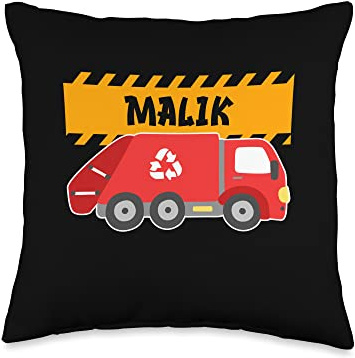Waste Collector Dump Trash Recycling Lover Malik Trash Kids Collector Ecologist Garbage Truck Throw Pillow, 16x16, Multicolor