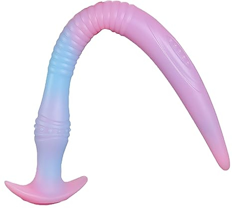 AMAZBEE Silicone Plugs Anal Godemiché Lumineux Godemiché Coloré Doux Formation Anal pour Femmes Super Long Buttplug Hommes Couples Jouets Sexuels Anaux (Powder Blue-S)