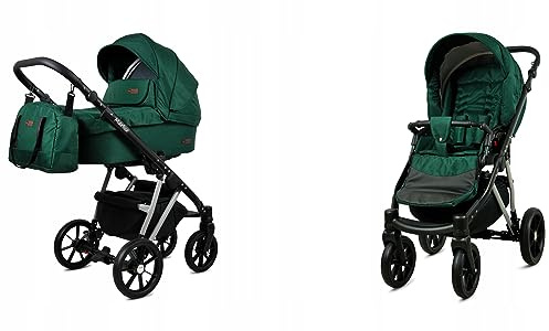 BabyLux® Kinderwagen Set 2 in 1 - Marlux Magnetic - incl. Babywanne, Buggy Sportsitz - Kinderwagenset - Kombikinderwagen mit Wickeltasche, Regenschutz, Moskitonetz, Cupholder usw.