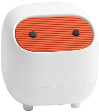 Koomuao Mini Poubelle Salle de Bain, Poubelle à Couvercle, Petite Poubelle à Bouton-Poussoir Sceau Design Poubelle Plastique pour Cuisine, Chambre, Coiffeuse,Table de Chevet (Blanc)