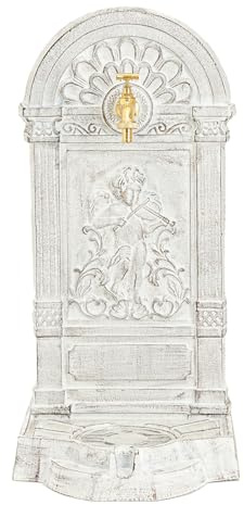 Sungmor Cast Iron Outdoor Water Column with Faucet, Freestanding Decorative Water Fountain Yard Hydrant Water Tap, Retro Water Faucet for Garden Farm Backyard Irrigation Washing, Antique White