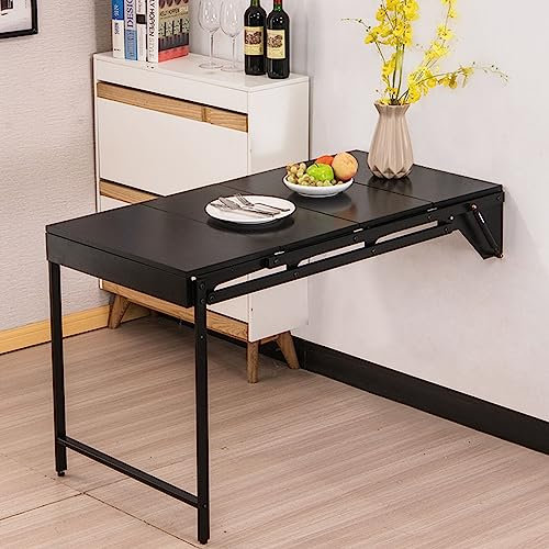 Wandklapptisch Massivholz-Klapptisch Wandklapptisch Holz-Wandarbeitstisch Wandklapptisch Wandmontagetisch Büro-Klapptisch Küchentisch, Heim-Esstisch für Küche, Balkon, Wohnzimmer(Color:Black Walnut)