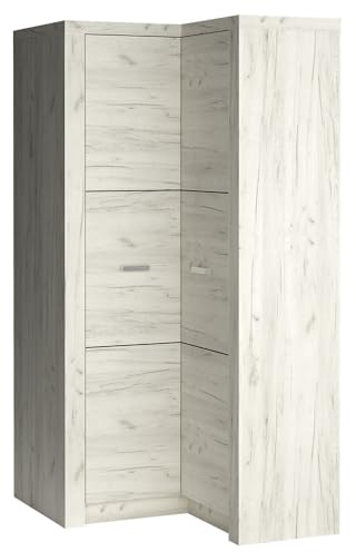 Lomadox Eckkleiderschrank Kleiderschrank Garderobenschrank Schlafzimmerschrank Hängeschrank Wardrobe modern in weiß