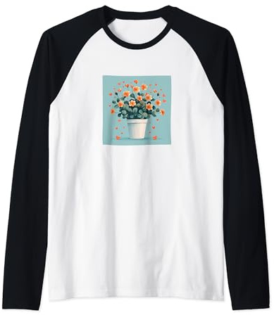 Cyclamen Plante en pot Cottagecore Hearts Graphic Manche Raglan