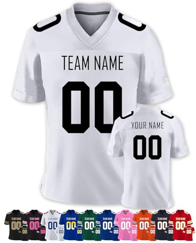 Personnalisé Sport Maillot de Football Américain Personnalisable avec Logo Prénom Homme Femme Enfant T-Shirts Manches Courtes à Séchage Rapide, S-7XL