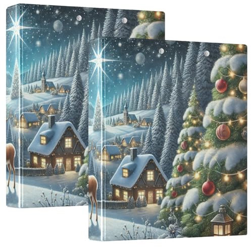 Klemmbrett mit drei Ringen, Motiv: Weihnachtsmann, Rentier, Weihnachtsmann, mit Profil, Klemmbrett, 2,5 cm, Organizer für Briefgröße (21,6 x 27,9 cm), 1 Stück
