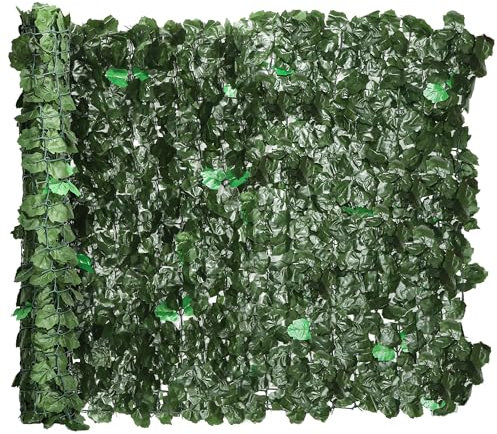 Outsunny Künstliche Hecke, Sichtschutz, Dekoration, Balkonverkleidung, Rolle, 3 x 1 m, realistisches Laub, UV-Schutz, grün, gemischt