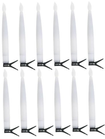 Housoutil Candele LED per Albero Di Natale, 12 Set Candele Di Natale Senza Fiamma Con Clip, E Bastoni per Albero Di 16cm Con Filo Di Pesca 20m Decorazioni Natalizie E Halloween