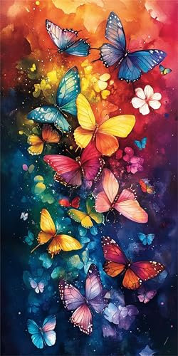 5D Diamond Painting Adultos,color Pintura Diamante Kit,Mariposa Punto de Cruz Diamante DIY Cristal Manualidades Adultos, Pintura de Diamante Para Decoración De Pared Del Hogar Regalos 50x100cm