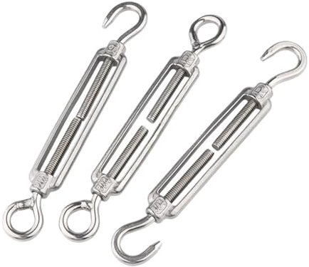 Tenditore in acciaio inossidabile 304 con gancio e occhiello M12, resistente tenditore per funi metalliche, con bullone flangiato, ideale per progetti fai da te e uso esterno