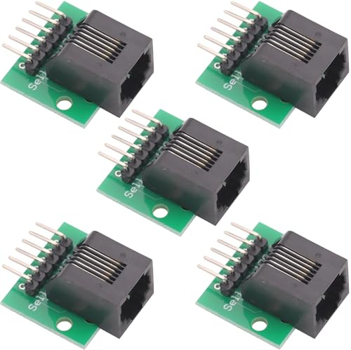 Cermant 5Pcs RJ11 RJ12 6P6C 6Pin Breakout Board with Bent Pin,PCB Mount Black Module Jack Telephone Socket Coupler Connector