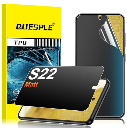 QUESPLE [2 Stück] Matt Privacy Schutzfolie für Samsung Galaxy S22, 28° Anti Spähen Matte Blendschutz Sichtschutz, Fingerabdruck-ID Unterstützen Weich TPU Displayschutzfolie Anti-Spy Folie﻿