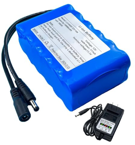 FREEDOH Batería de Iones de Litio Recargable de 12V (6000mAh, 7200mAh, 8000mAh, 10000mAh, 12000mAh y 12 800mAh), Paquete de baterías de Litio portátil con Cargador y BMS.,12v7200mah