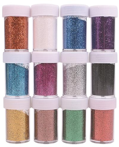 12 Glitzer, Glitter, Glitzer Basteln, Nicht Giftig Glitzerpuder Zum Basteln, Bunt Bastel Glitzer Set, Glitzerpulver Kreativ Set Für Diy Crafts, Nägel, Körper, Haare, Festival-Party-Kunst