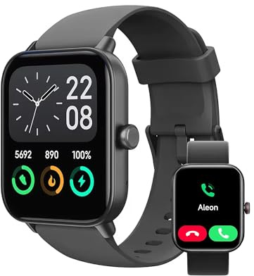 Smart Watch per uomo e donna, 1,8 pollici HD Wide Screen Fitness Watch rispondere alle chiamate IP68 impermeabile Smart Watch compatibile con iPhone, Samsung, Android, cardiofrequenzimetro, sonno
