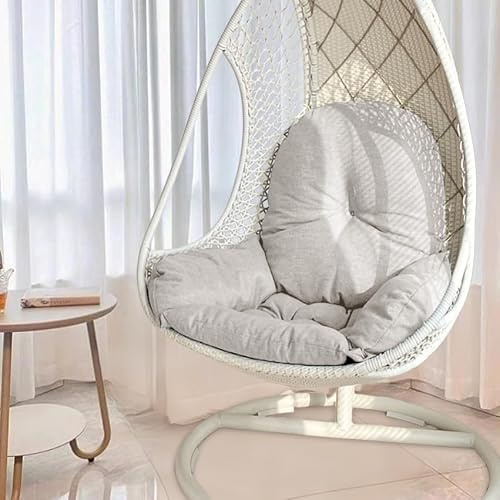 DSAoTeng Hanging Egg Chair Cushion Replacement - Thick Swing Chair Cushion Cotton Linen Ergonomic Design Patio Hammock Basket Seat Pad for Indoor Outdoor Balcony Garden Porch Furniture (Beige)