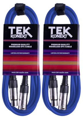Premium XLR Cable for a Clear Audio Signal with Balanced Male to Female Microphone Lead, plus Cable Tie, for professional DJ, stage and studio (Blue, 2 x 3m)