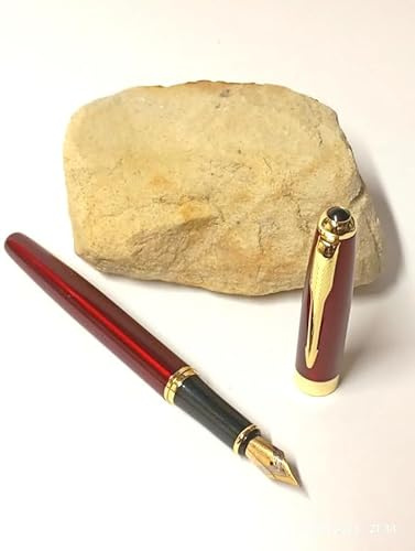 prodigital modello Velinor Penna Stilografica di Lusso, Verde, Pennino Placcato Oro, Sistema di Ricarica a Stantuffo, Made in Italy (rosso imperiare)