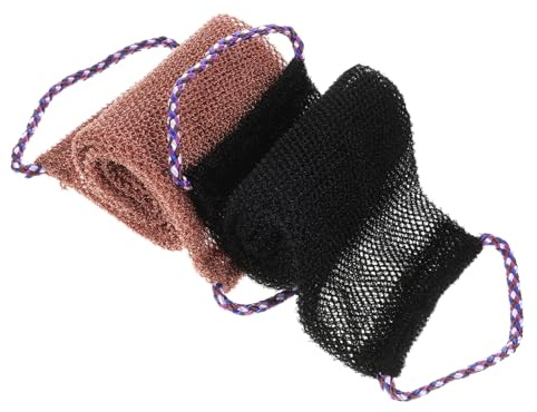 Hohopeti Lot De 2 Brosses Exfoliantes Corps En Filet Africain, Gommage Corporel Pratique, Brosse Nettoyante Dos, Couleurs Noir Et Café, Pour Bain Et Soin Peau