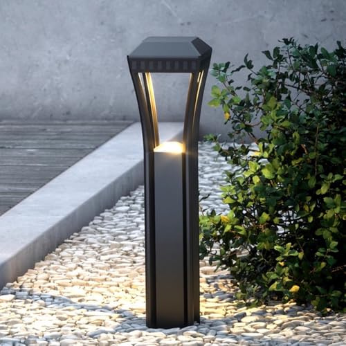 Farola De Paisaje Para Exteriores De 23,62 PulgadasModerna Negra Para Exteriores Impermeable Con Bolardo Lámpara De Entrada Con Cableado Fijo LED De 3000K Para Patio Césped Jardín Alto Entrada