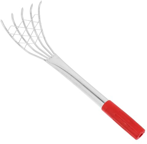 WRITWAA Rastrello Portatile per Vongole Manico in Acciaio Inox, Strumento da Spiaggia Multifunzionale per Raccolta Vongole e Giardinaggio All’aperto, Rastrello da Spiaggia Rete Integrata