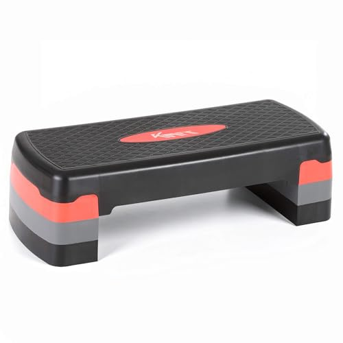 KM-Fit Stepper de fitness | Step d'aérobic pour la maison | Step-Bench réglable en hauteur sur 3 niveaux | Charge maximale : 200 kg | Gymnastique Home Stepper avec tapis antidérapant | Banc matelassé