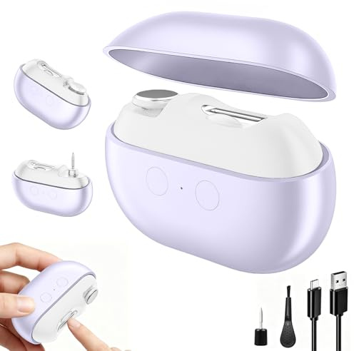 ZVD Tagliaunghie Elettrico Mani e Piedi con Luce Led per Taglio di Precisione,Design Silenzioso per Mani e Piedi,3 in 1 con Testine di Lucidatura,Tagliaunghie Elettrico,Ideale per Anziani (Viola)