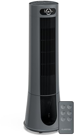 Klarstein Evaporativ Luftkylare, 7L Vattenfläkt, Fjärrkontroll & Timer, Bärbar för Hem & Sovrum, Kallvattenfläkt för 20m², Mörkgrå