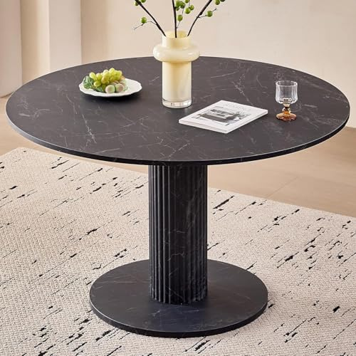HJhomeheart 115 cm Esstisch, Moderner, Minimalistischer, Runder Küchentisch, Geeignet für Küchen und Esszimmer – BM
