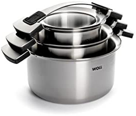 Woll Concept PRO 6tlg. Kochtopfset-Induktiv-Geeignet für alle Herdarten, Edelstahl, backofenfest bis zu 220°, Silber, 24 cm