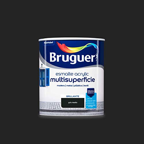 Bruguer Acrylic Multisuperficie Esmalte al agua Brillante Gris Medio 750 ml