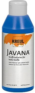 KREUL 91307 - Javana Stoffmalfarbe für helle Stoffe, 250 ml Glas in Royalblau, geschmeidige Farbe auf Wasserbasis mit cremigem Charakter, dringt fasertief EIN, waschecht nach Fixierung