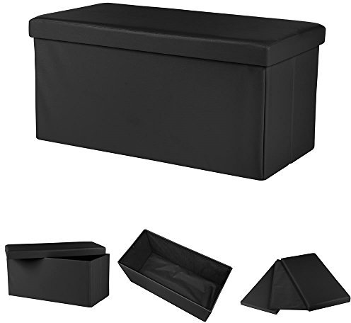 Melko Sitzbank faltbar Kunstleder 75 x 37 x 37 cm Aufbewahrungstruhe mit Deckel belastbar bis 150 kg Sitzhocker mit Stauraum