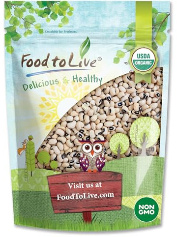 Food to Live Organic Black-Eyed Peas, 1 Pound – Raw Dried Cow Peas, Non-GMO, Bulk Beans, Product of the USA