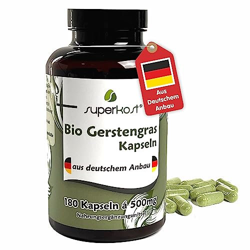 Superkost Bio Gerstengras Kapseln Hochdosiert 1500mg pro Tagesdosis 180 Kapseln á 500mg Hergestellt in Österreich