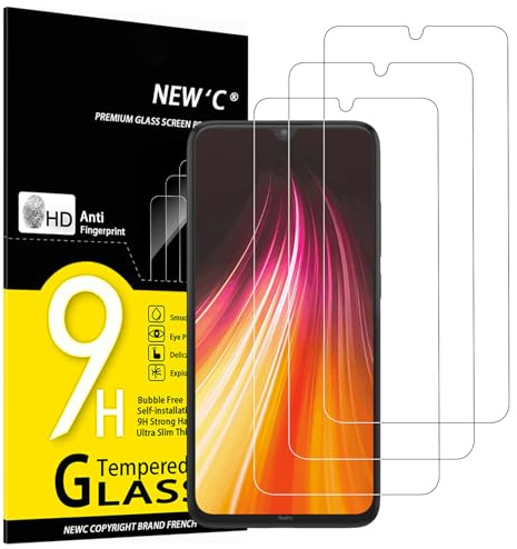 NEW'C 3 Piezas, Protector Pantalla para Xiaomi Redmi Note 8, Note 8 2021, Xiaomi Mi 9 Lite, Antiarañazos, Antihuellas, Sin Burbujas, Dureza 9H, 0.33 mm Ultra Transparente, Ultra Resistente