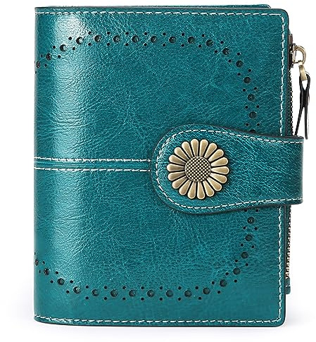 SENDEFN Small Womens Wallet Leather Bifold Card Holder RFID Blocking with Zipper Coin Pocket