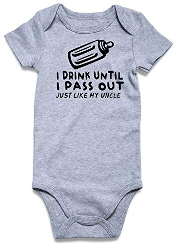 UNIFACO Uncle Baby Clothes Funny Saying Outfit for Baby Boy I Drink Until I Pass Out Just Like My Uncle Niece Nephew Gifts Infant Short Sleeve Spring Outfits for 0-3 Months