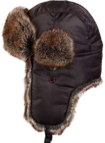 G&F FliegermüTze Bomberhut Fliegermützen Russisch Warmes Fell Pilotenkappe Mit Ohrenklappen Winter Fallensteller Jagdhut 56-61cm (Color : Brown, Size : 56)