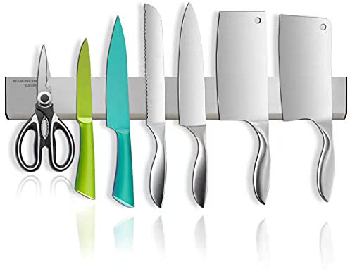 MUNNK - Barra magnética para cuchillos (50 cm, extraancha y gruesa, supermagnética, autoadhesiva, no requiere taladrar, adecuada para cocina, oficina y taller