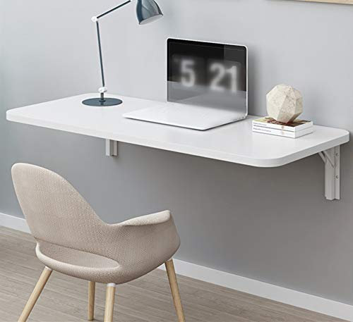 Faltbarer Wandtisch,Wandklapptisch Bürotisch Küchentisch Wandhängend Laptoptisch Schwebender Esstisch Klappbar Computertisch,Holz Schreibtisch für Esszimmer & Studierzimmer,Weiß(90x60cm/35x24in)