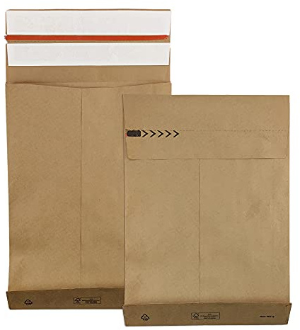 Netuno 25 Falttaschen aus Kraftpapier DIN M+ 35 x 45 x 12 cm 126g Kapazität-Versandtaschen haftklebend Falten-Umschläge Briefumschläge mit Bodenfalte Brief-Kuverts große Umschlagtaschen